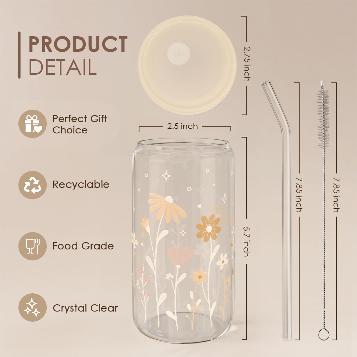 Tapa de bambú Sandjest para vaso de vidrio floral