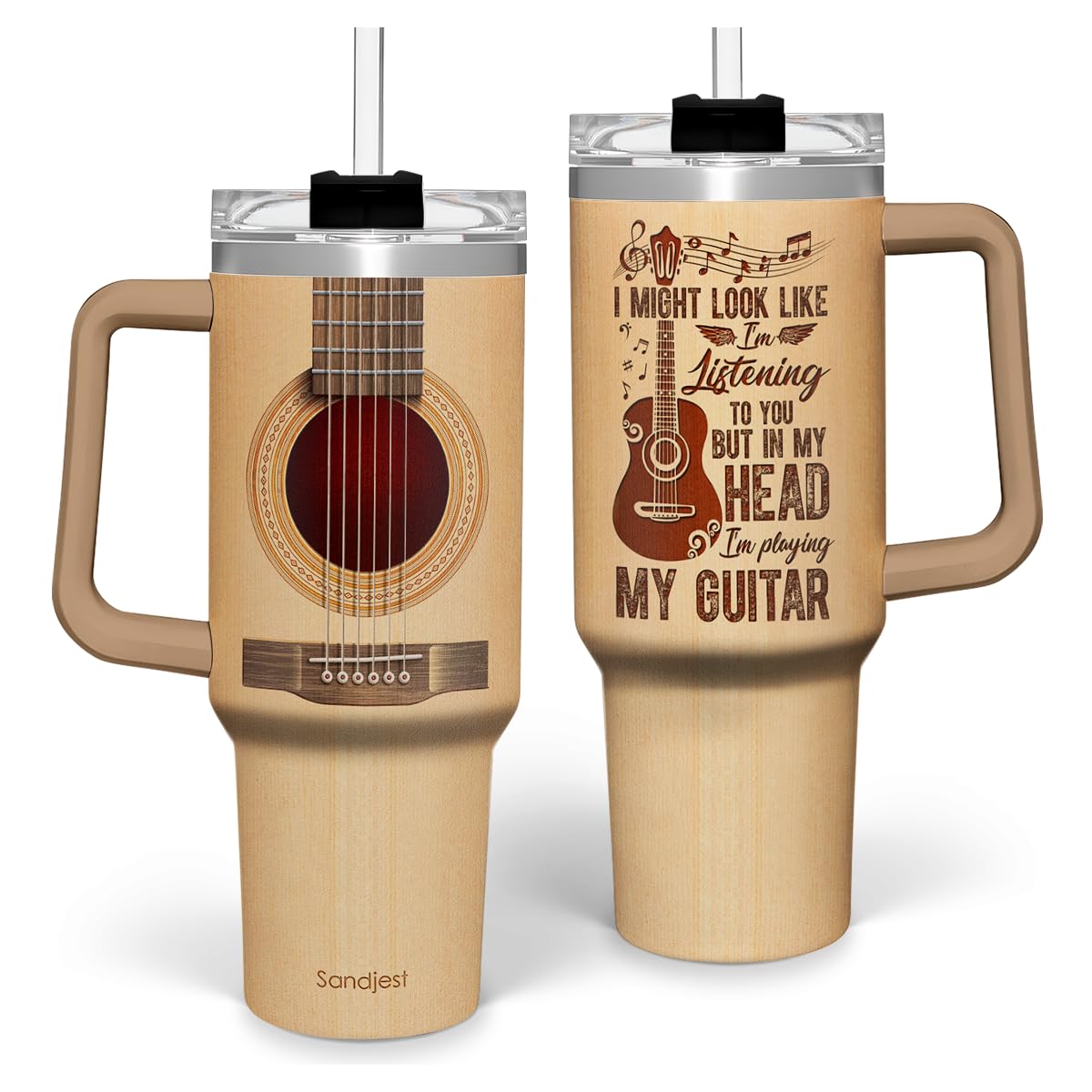Taza SANDJEST 40oz con tapa y pajilla para bebidas frías o calientes