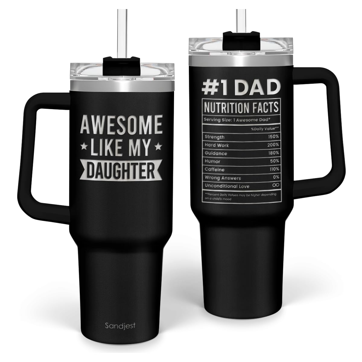 Sandjest taza 40oz con tapa y pajilla para uso diario.
