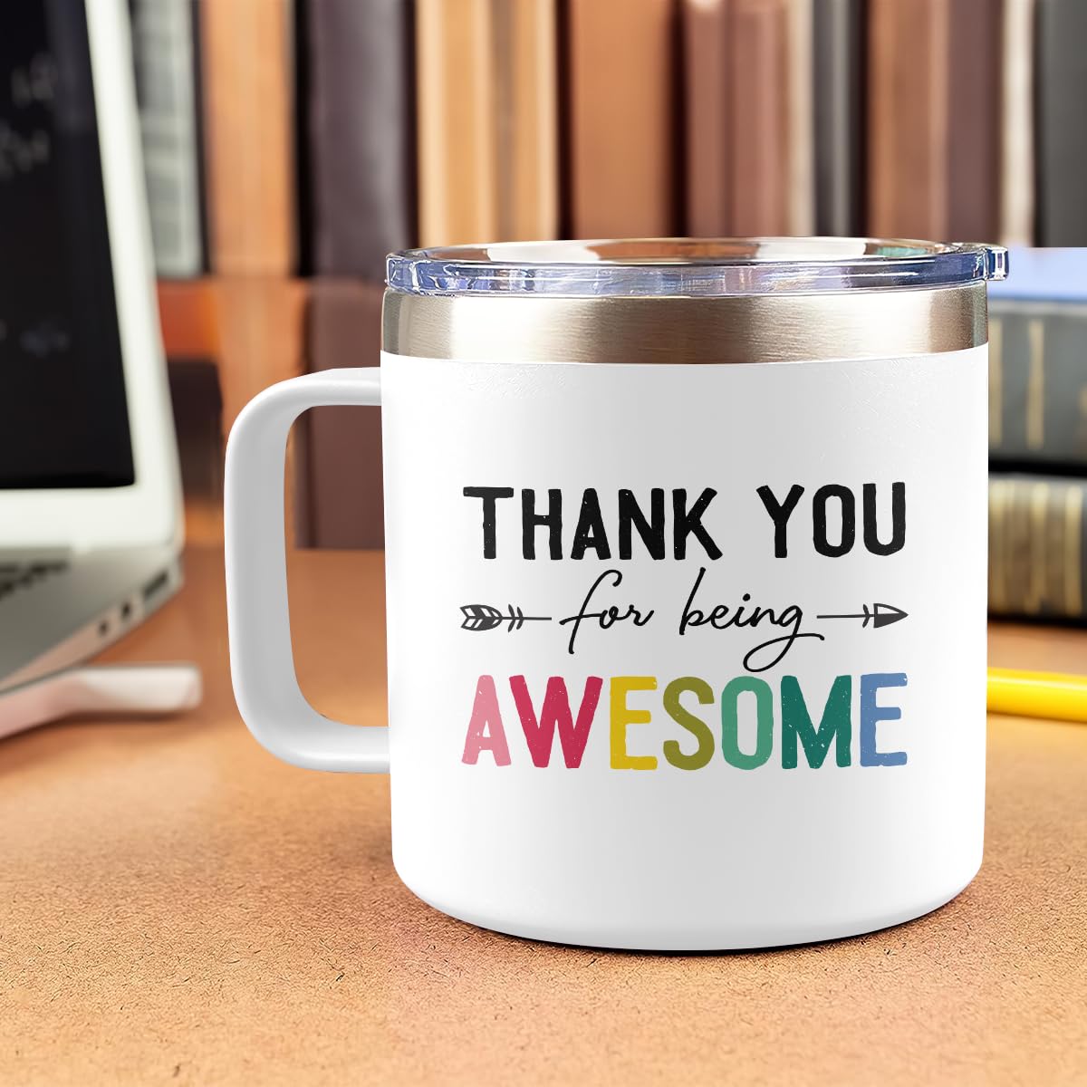 Taza Sandjest insulada 14oz con diseño moderno para escritorio.