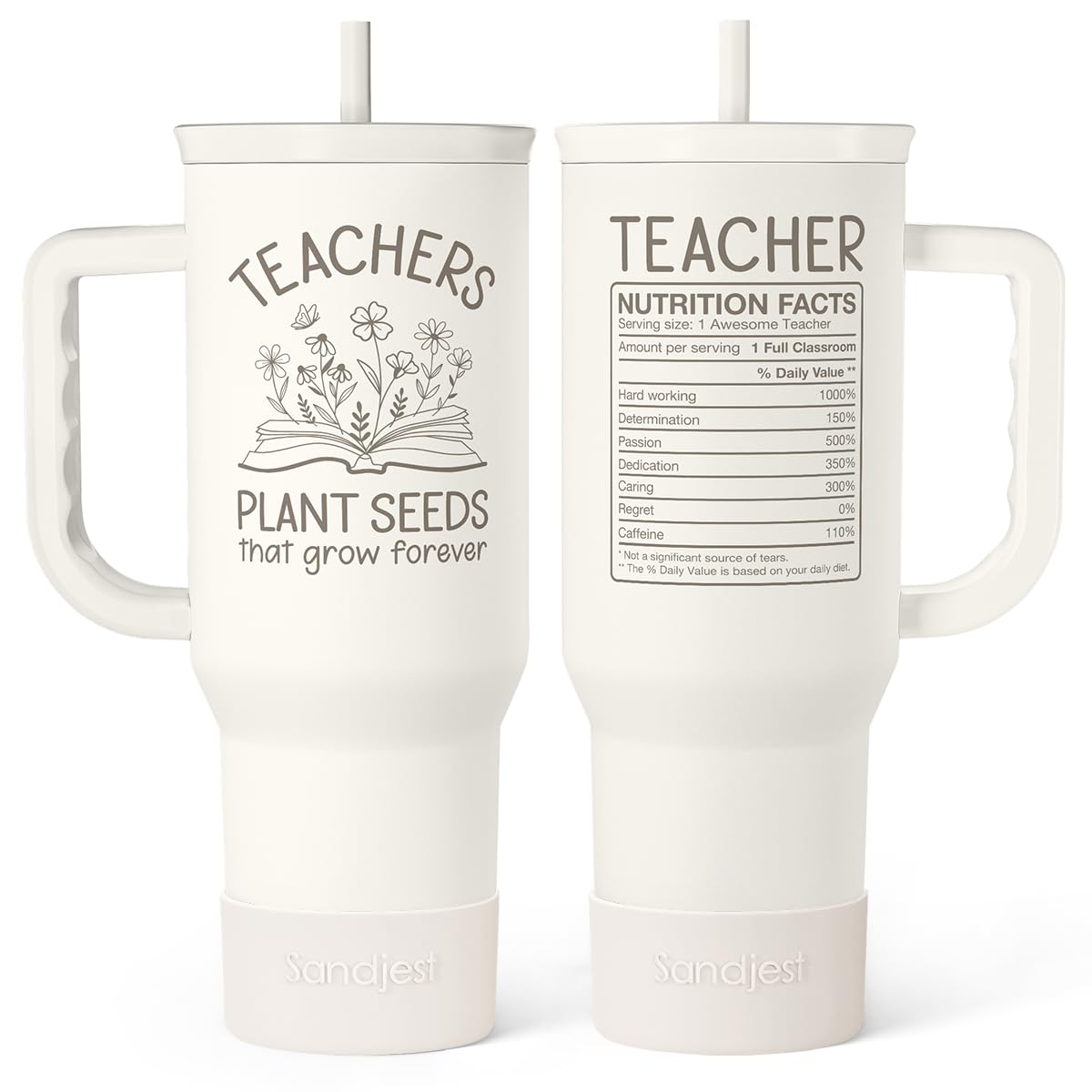 Taza termica SANDJEST 40oz con mango y pajilla para mantenerte hidratado durante el día.