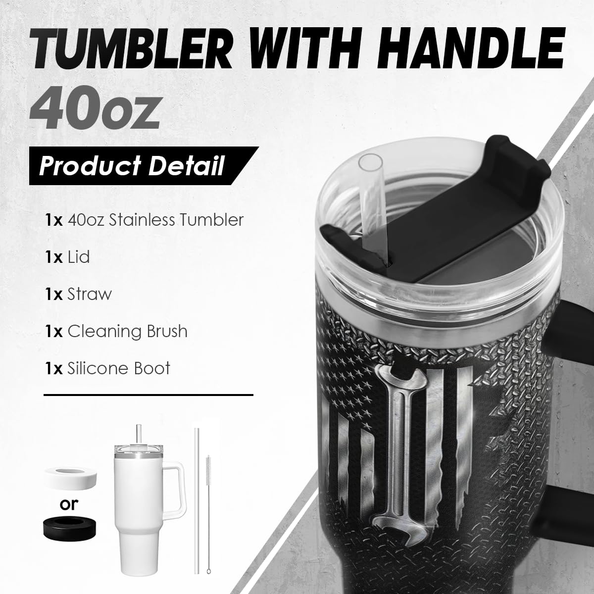SANDJEST taza termica 40oz con tapa y pajilla, ideal para viajes.