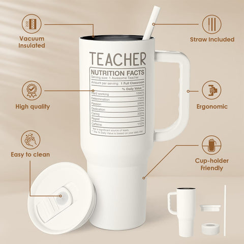 Taza termica SANDJEST 40oz de doble pared en acero inoxidable conserva temperatura.