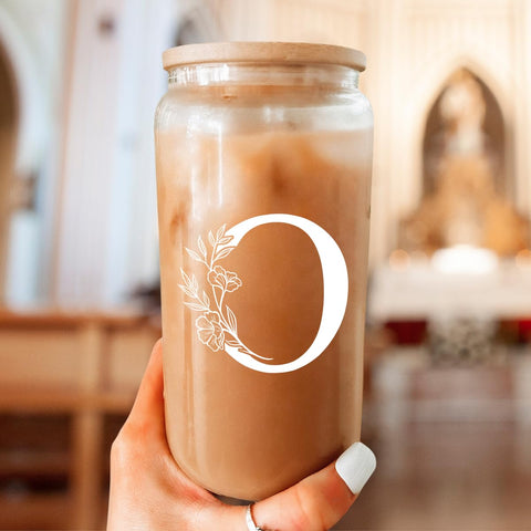 SANDJEST Taza de vidrio 16oz con pajilla reutilizable, regalo perfecto.
