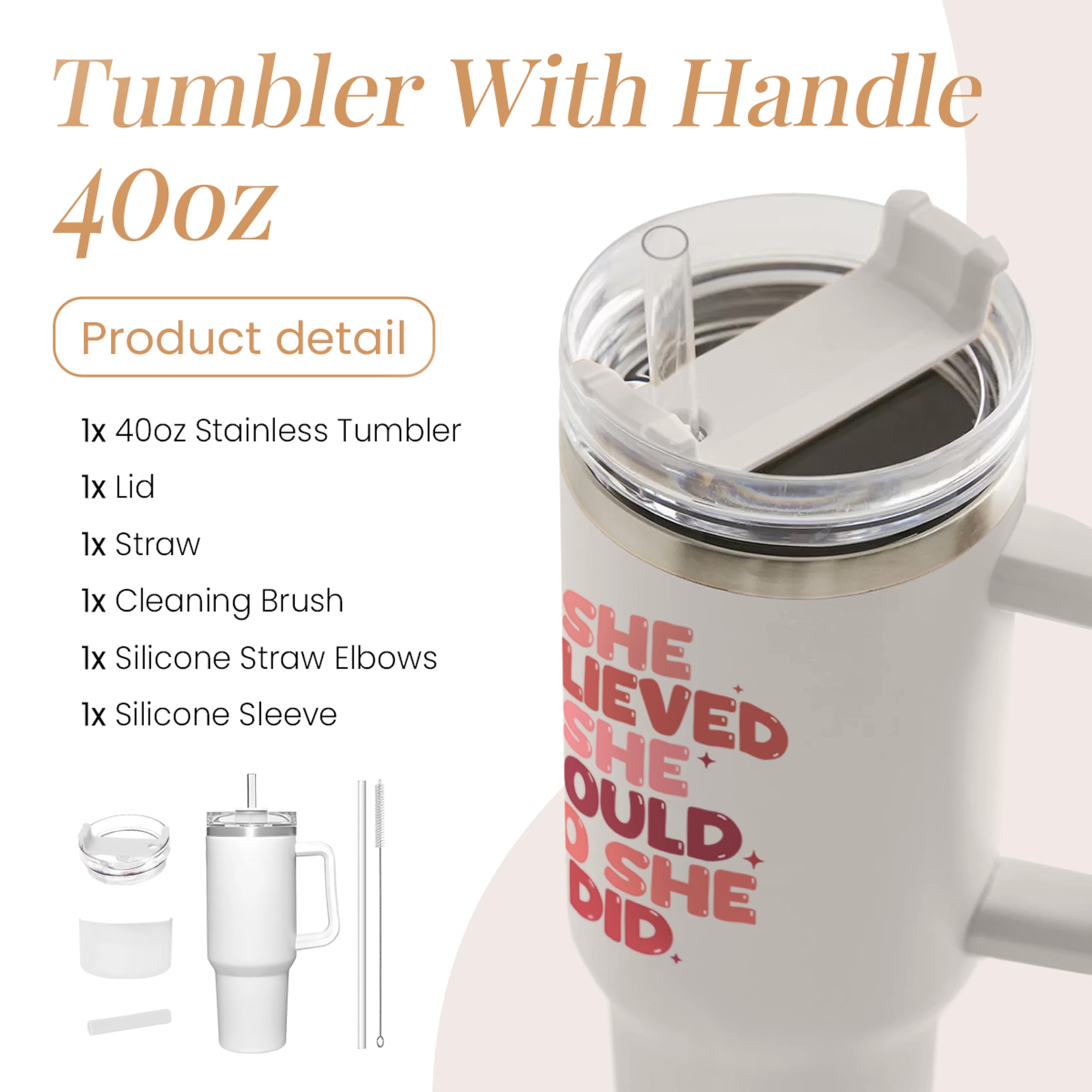 SANDJEST tumbler 40oz doble pared aislante mantiene bebidas frías o calientes por más tiempo.