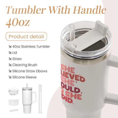 SANDJEST tumbler 40oz doble pared aislante mantiene bebidas frías o calientes por más tiempo.