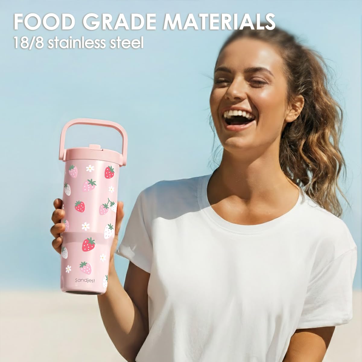 Sandjest tumbler apto para portavasos de coche, viaje cómodo.