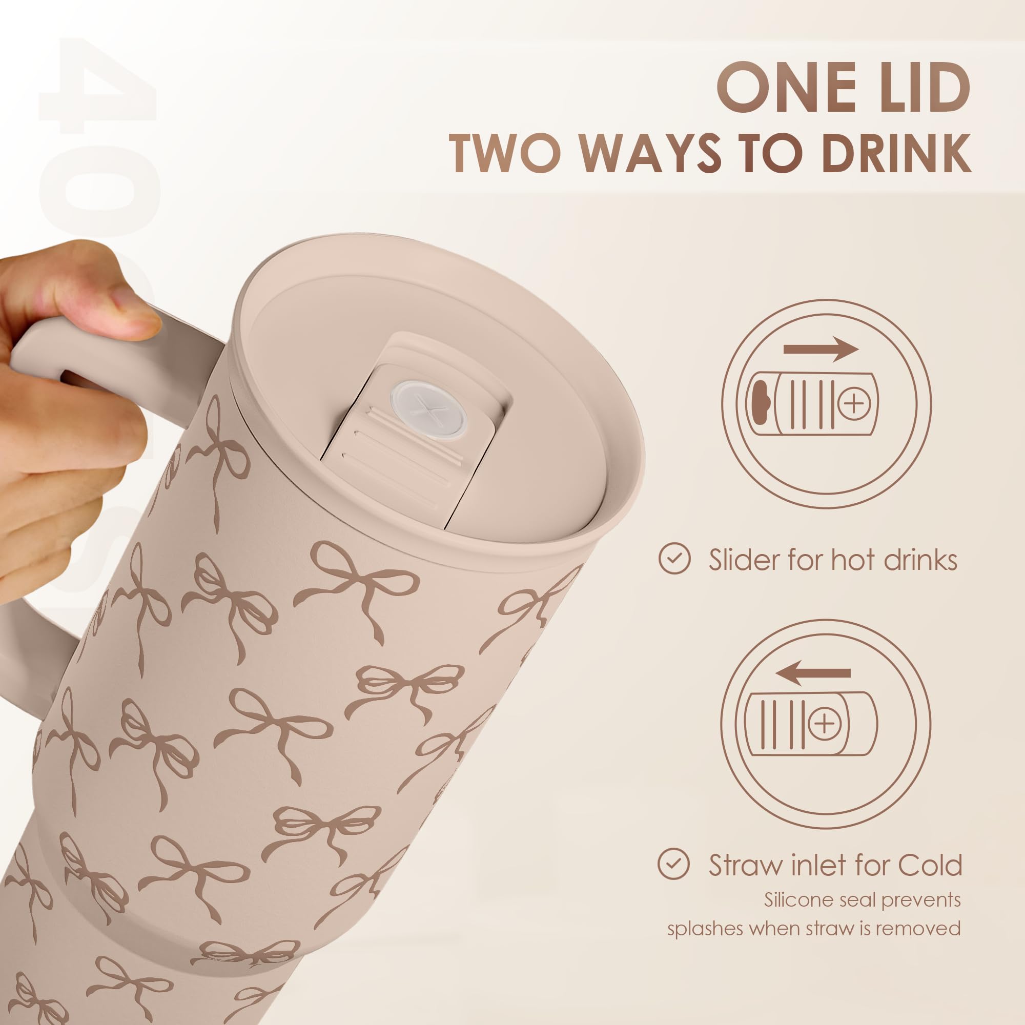 SANDJEST vaso con capacidad de 40oz, evita rellenar con frecuencia.