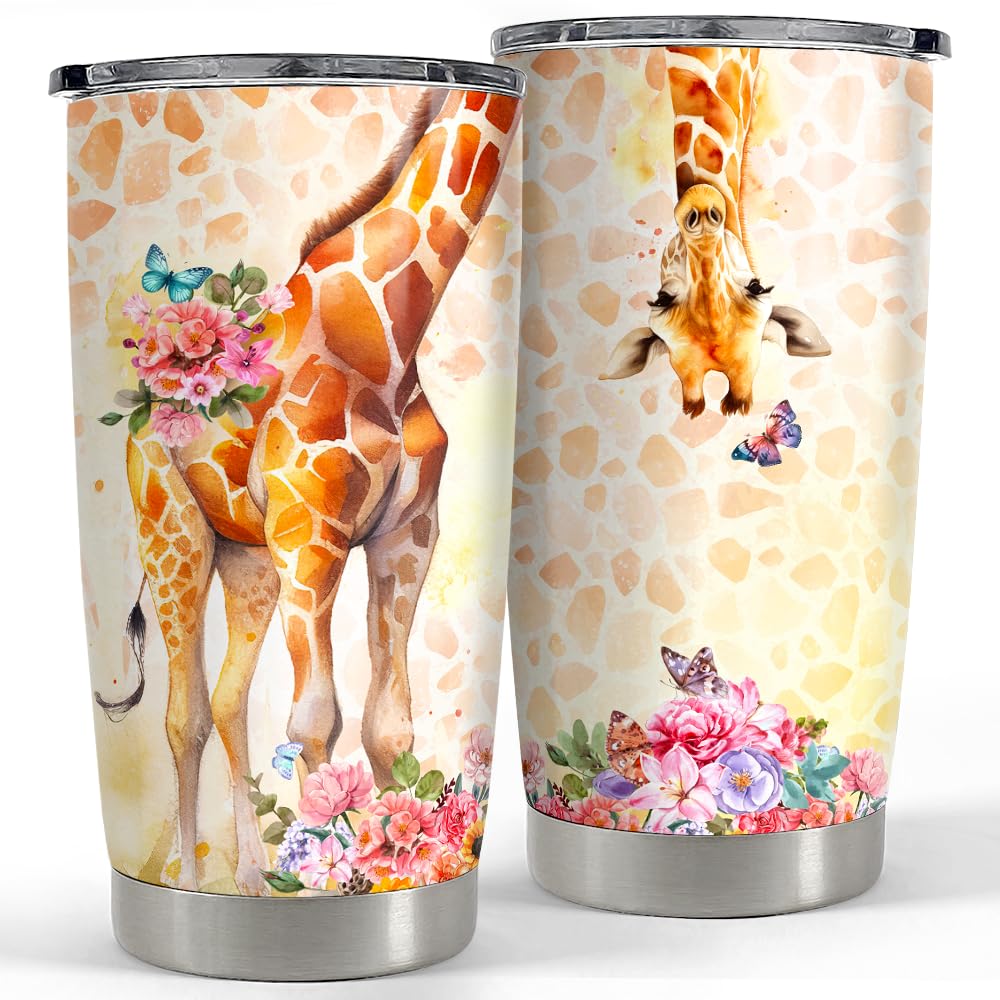 SANDJEST Giraffe 20oz frente del vaso, conserva la temperatura por horas.