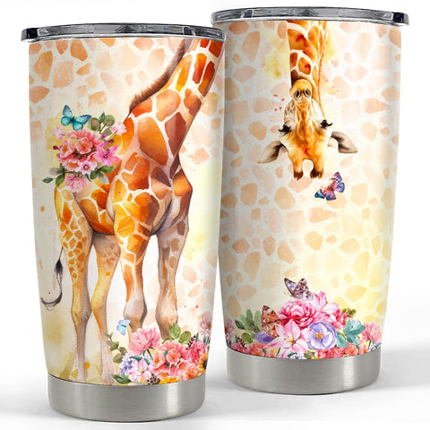 SANDJEST Giraffe 20oz frente del vaso, conserva la temperatura por horas.