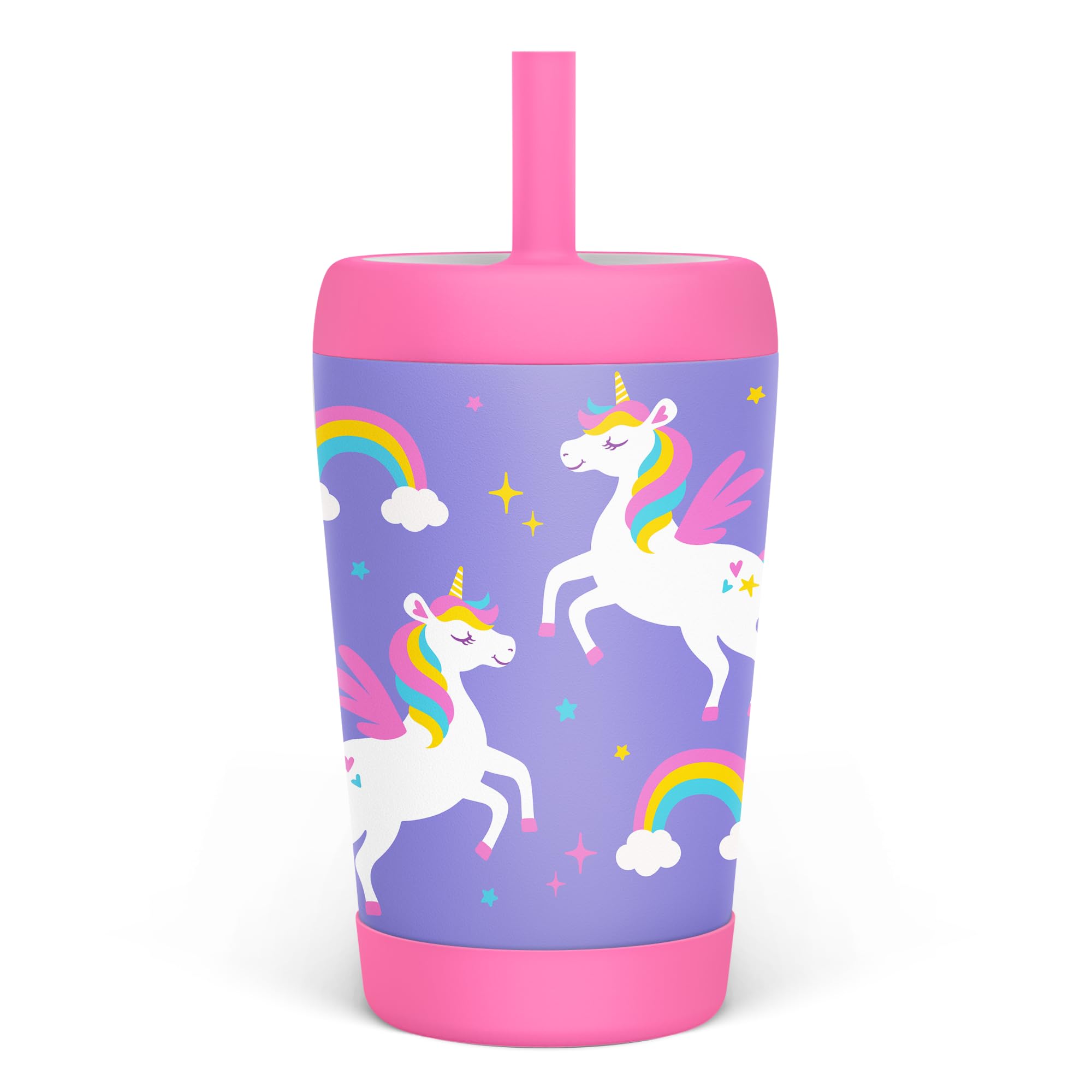 SandJEST tumbler infantil aislado con unicornio, ideal para bebidas frías durante el juego.