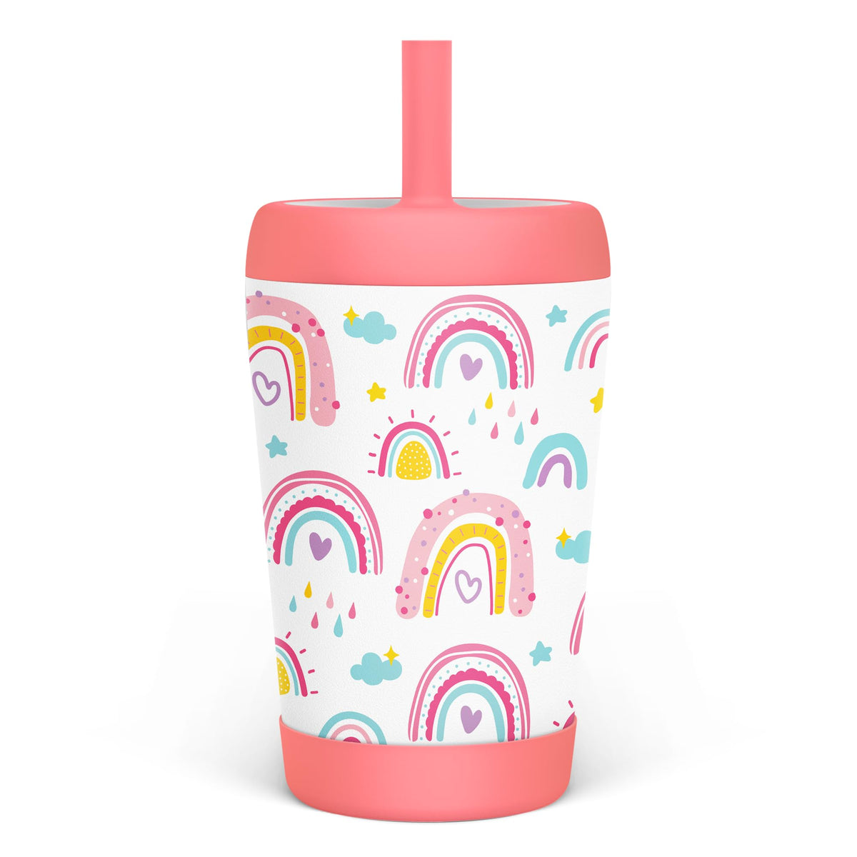 Vaso SANDJEST para niños 12oz con pajita de silicona, ideal para bebidas frescas