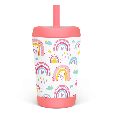 Vaso SANDJEST para niños 12oz con pajita de silicona, ideal para bebidas frescas