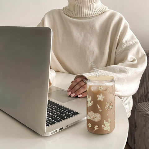 SANDJEST vaso vidrio 473 ml, diseño estético para oficina o casa