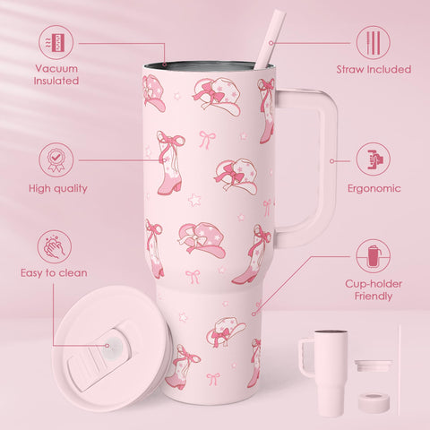 Tapa deslizable en vaso térmico SANDJEST Vaquera, evita derrames al transportar.