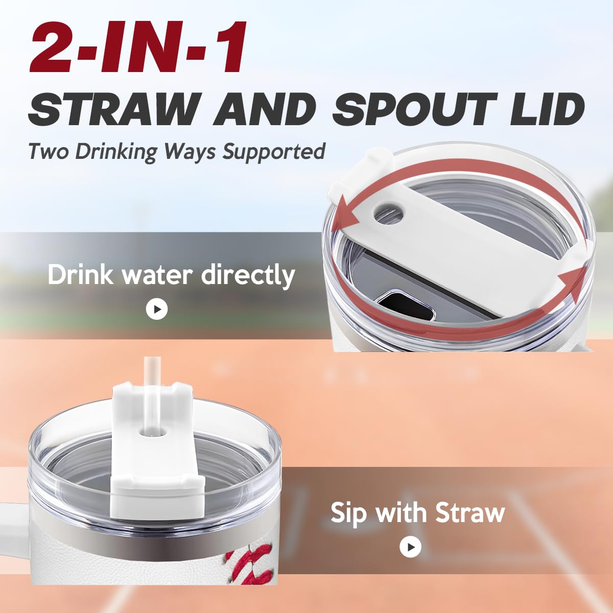 SANDJEST vaso baseball 40 onzas de acero inoxidable, resistente para uso diario