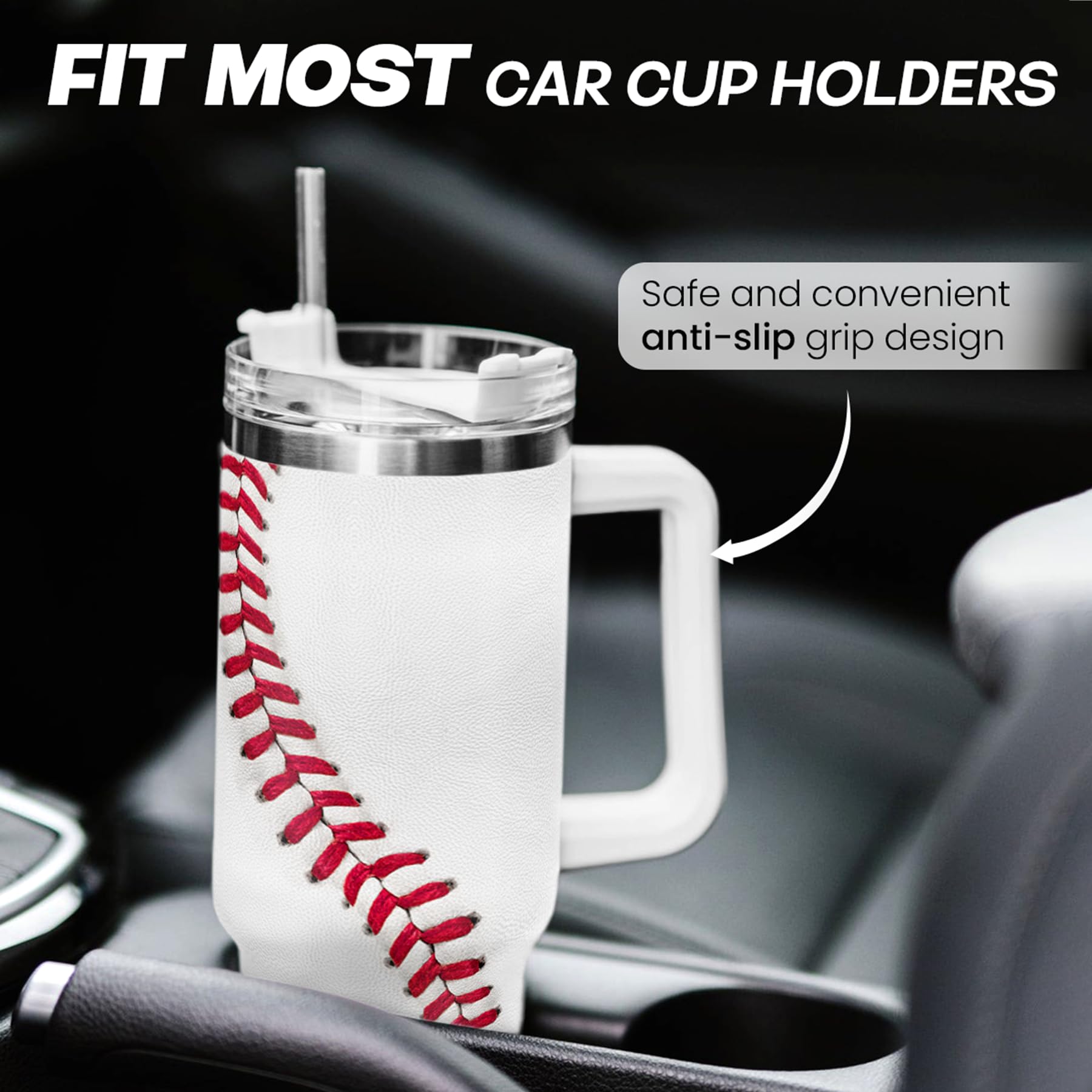 SANDJEST vaso baseball 40 onzas con aislamiento de doble pared, mantiene bebidas frías o calientes