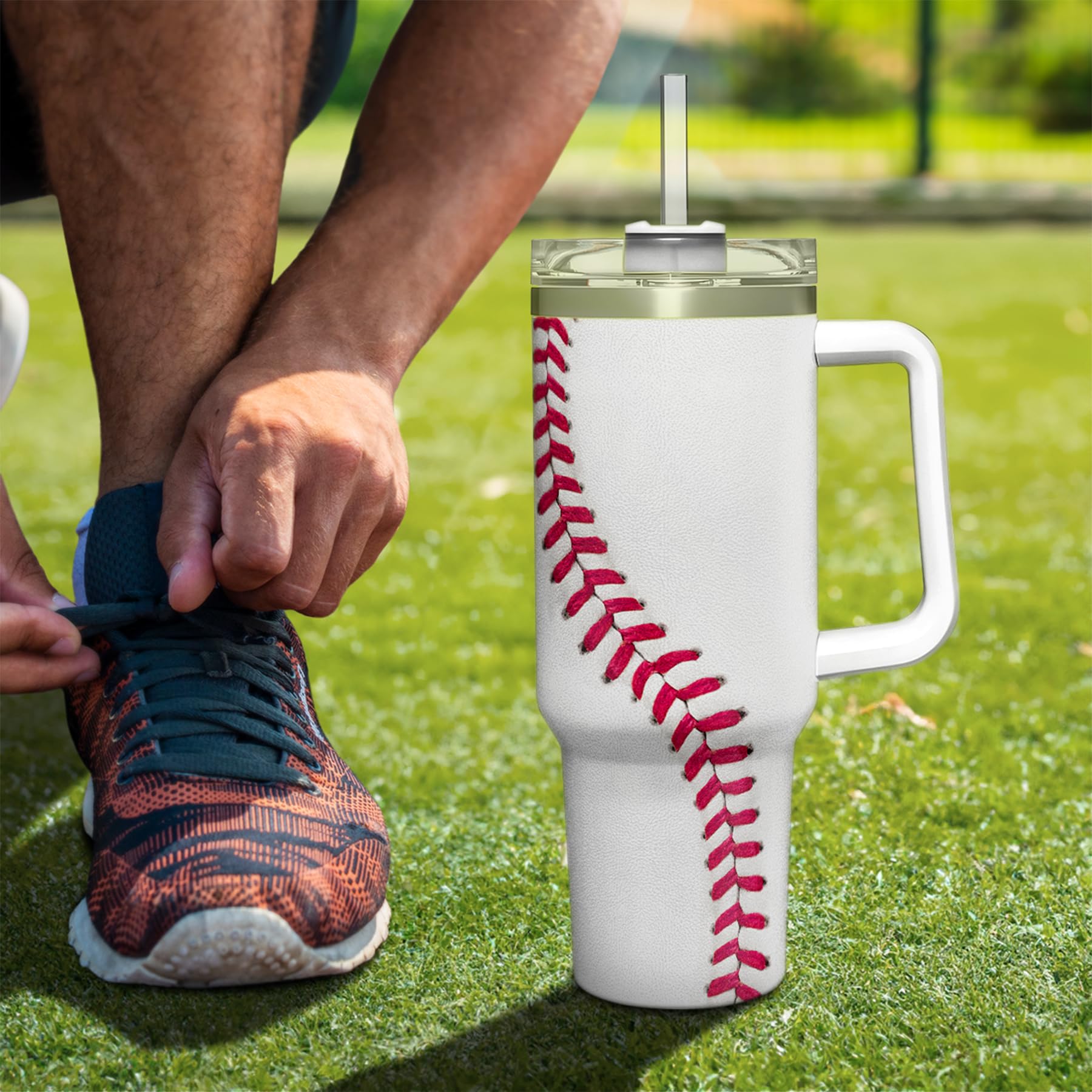 SANDJEST vaso baseball 40 onzas de gran capacidad, evita rellenar con frecuencia