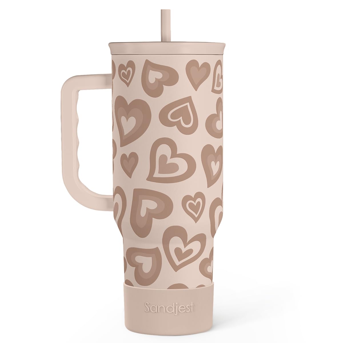 SANDJEST, vaso corazón con asa y pajilla, para hidratar con estilo diario