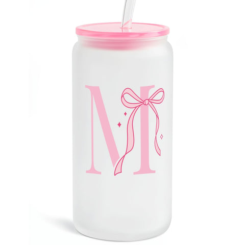 Sandjest vaso de cristal con monograma, 16 onzas, ideal para bebidas frías con estilo.