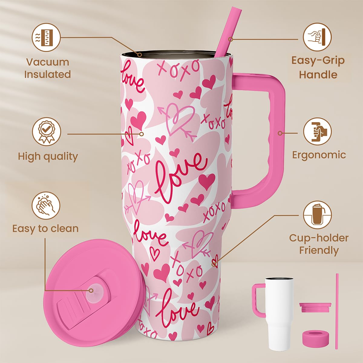 SANDJEST vaso térmico de acero inoxidable, mantiene bebidas frías o calientes.