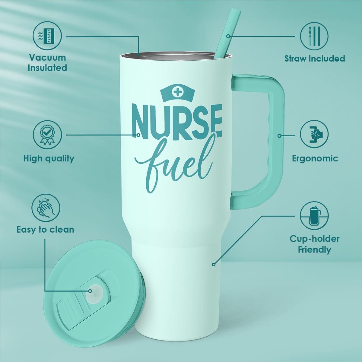SANDJEST vaso termico de acero inoxidable con doble pared, ideal para todo el día.