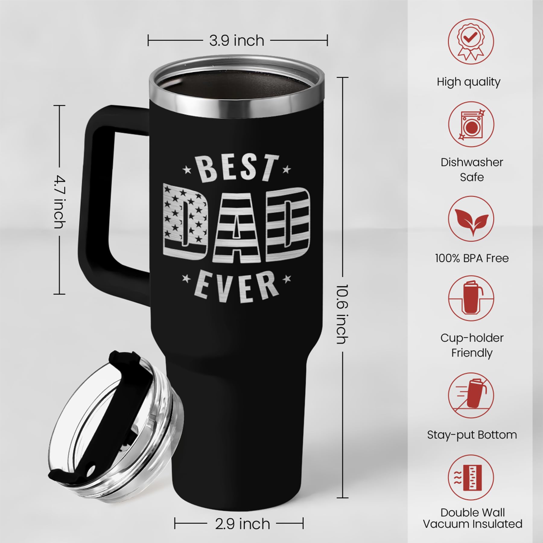 SANDJEST vaso termo de acero inoxidable con doble pared, mantiene la temperatura por más tiempo