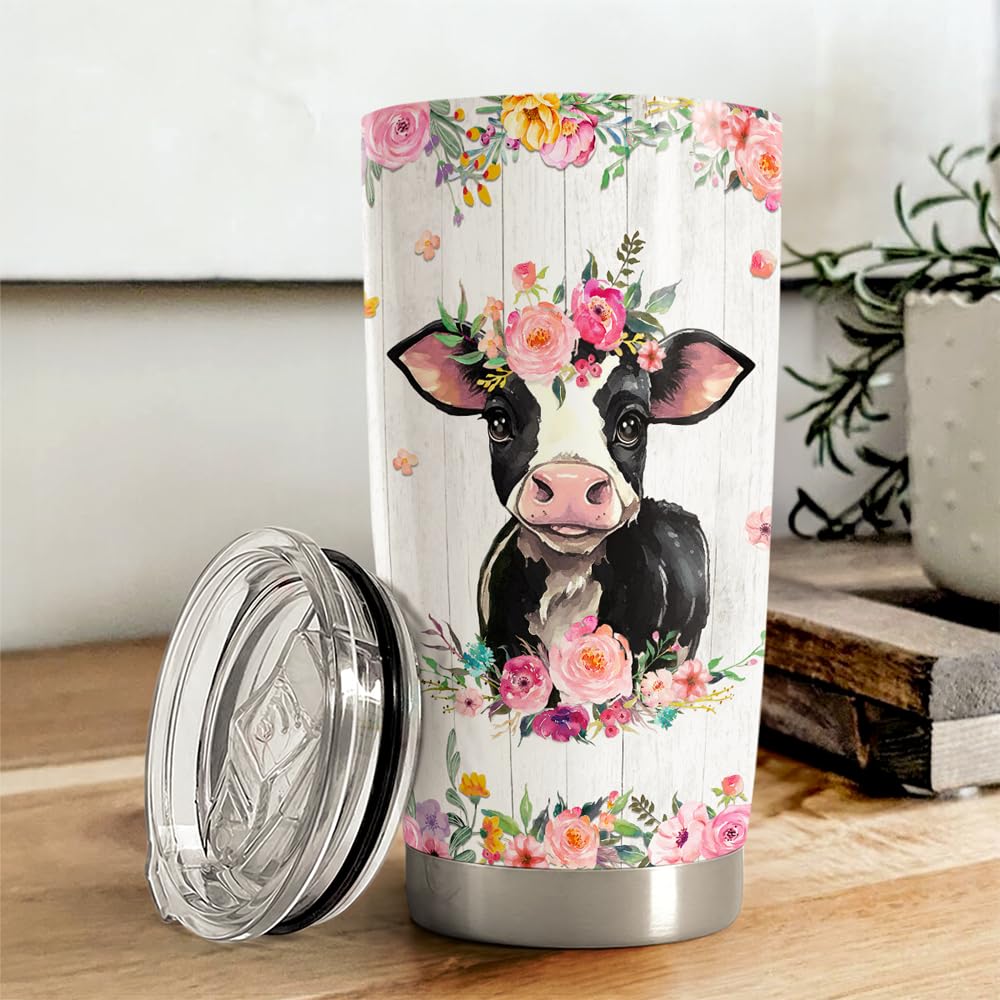 SANDJEST vaso térmico con vista posterior de la vaca, muestra el diseño