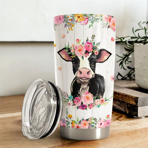 SANDJEST vaso térmico con vista posterior de la vaca, muestra el diseño