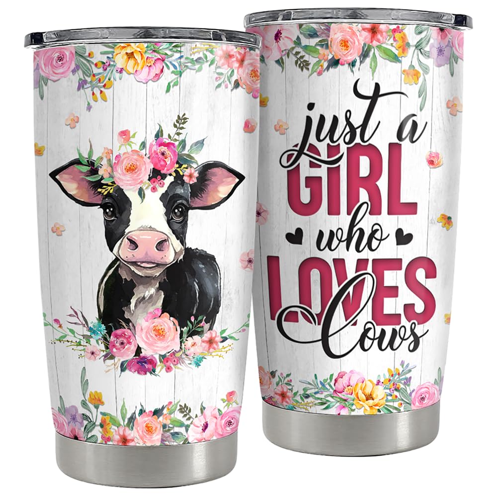 SANDJEST vaso térmico de acero inoxidable con vaca, para bebidas calientes o frías durante todo el día