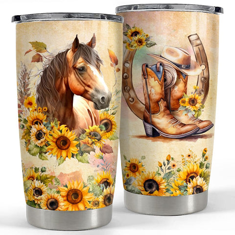 SANDJEST Vaso termico caballo frente, diseño atractivo para uso diario y bebidas.