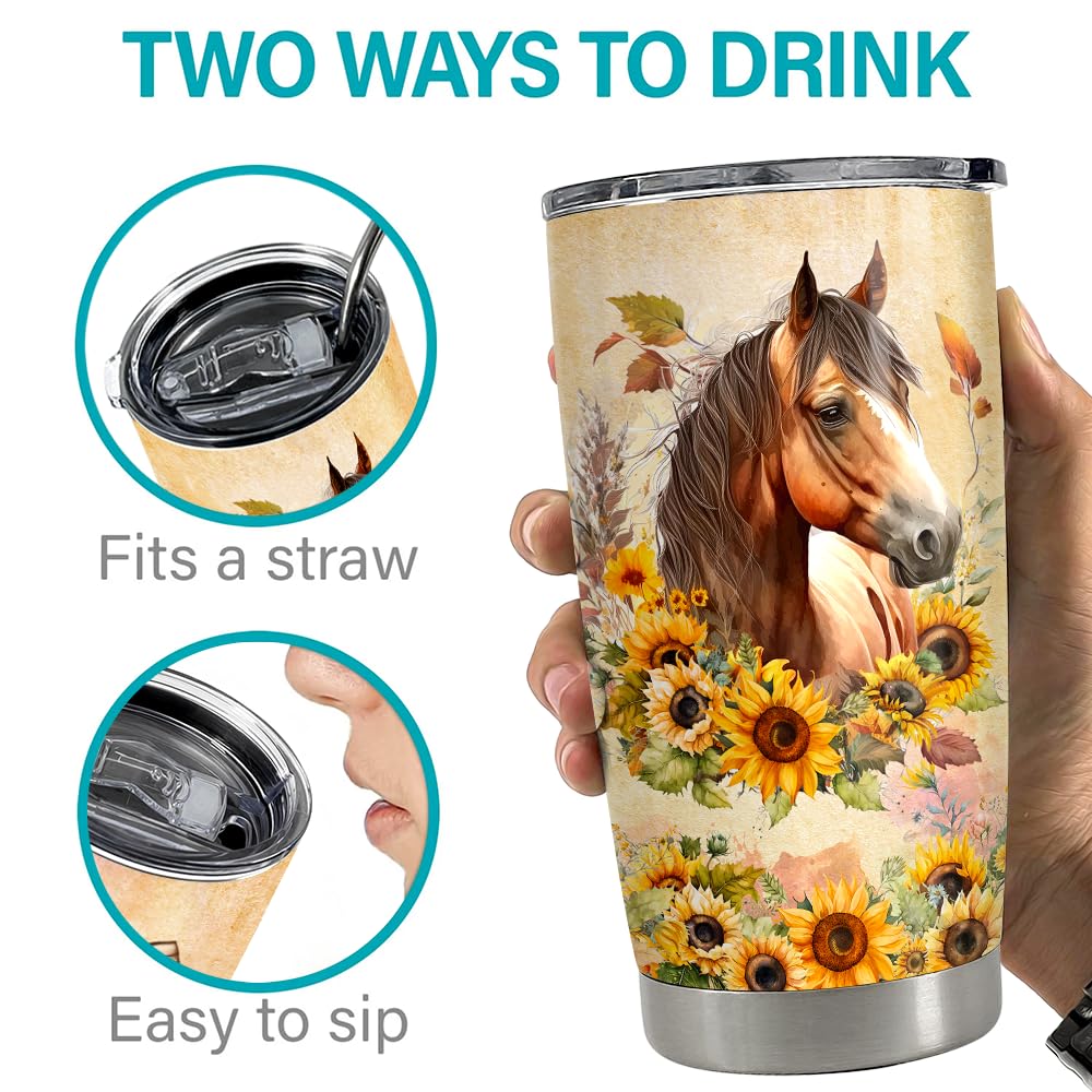 SANDJEST Vaso termico caballo regalo ideal, diseño versátil para entusiastas de la equitación.