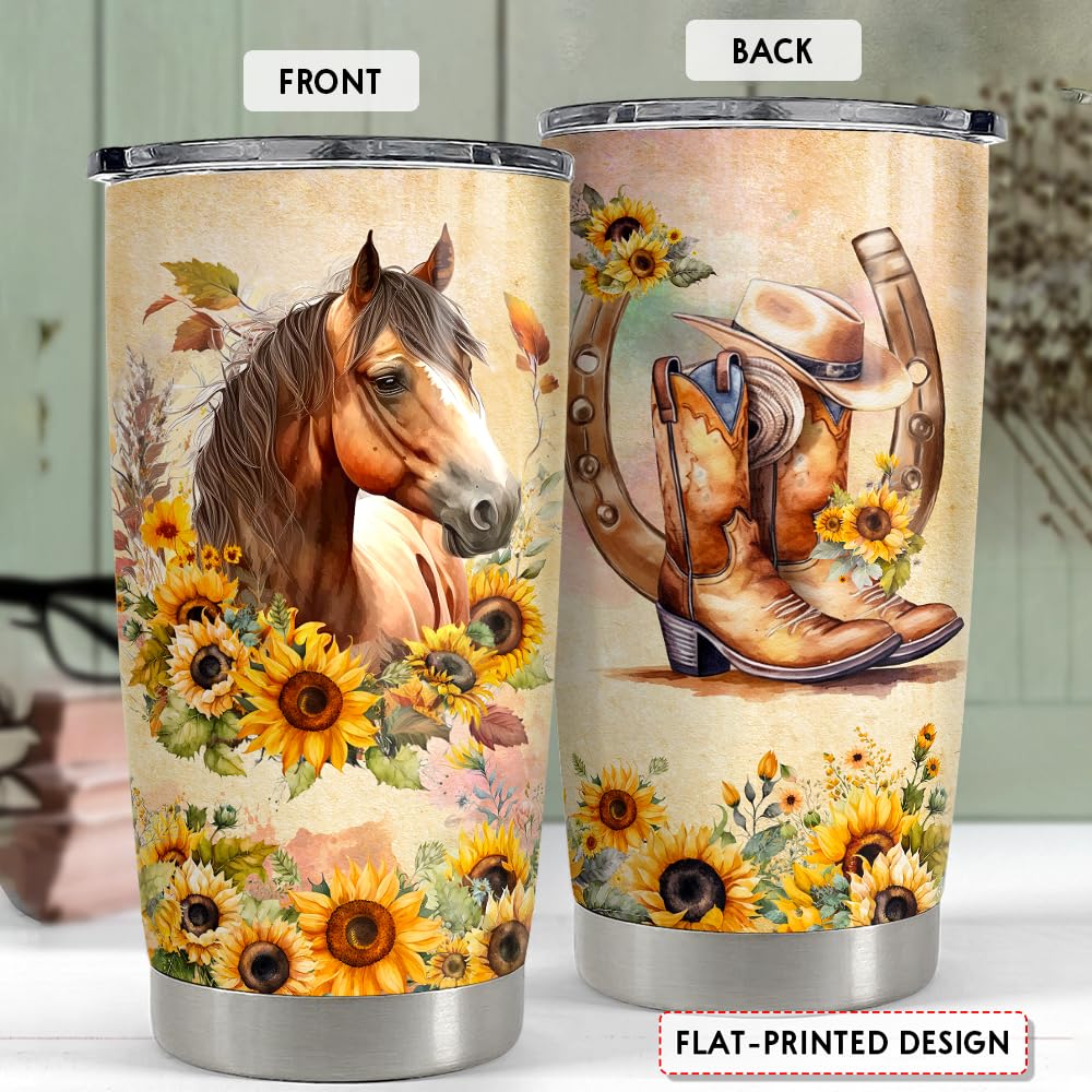 SANDJEST Vaso termico caballo tapa, cierre seguro para viajes.