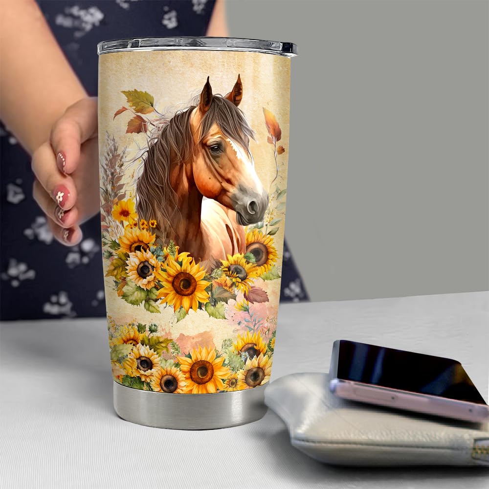 SANDJEST Vaso termico caballo uso diario, perfecto para casa o viaje.