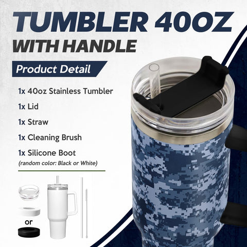 Vaso térmico SandJest camuflaje 40oz con mango ergonómico para un agarre cómodo