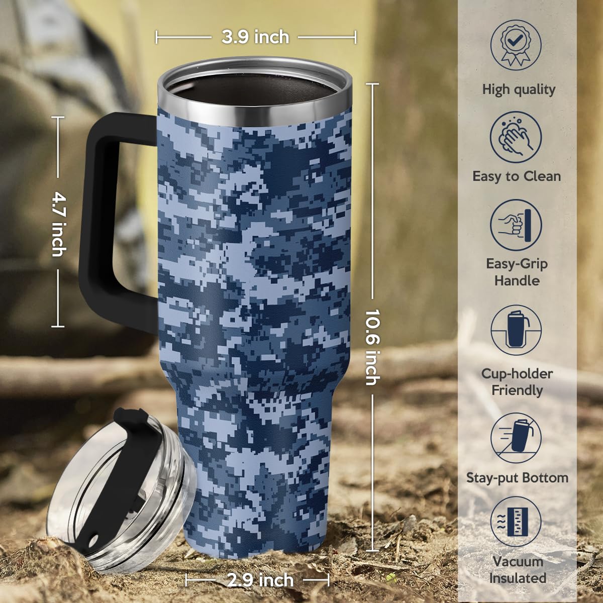 Vaso térmico camuflaje SandJest 40oz para uso diario en casa u oficina