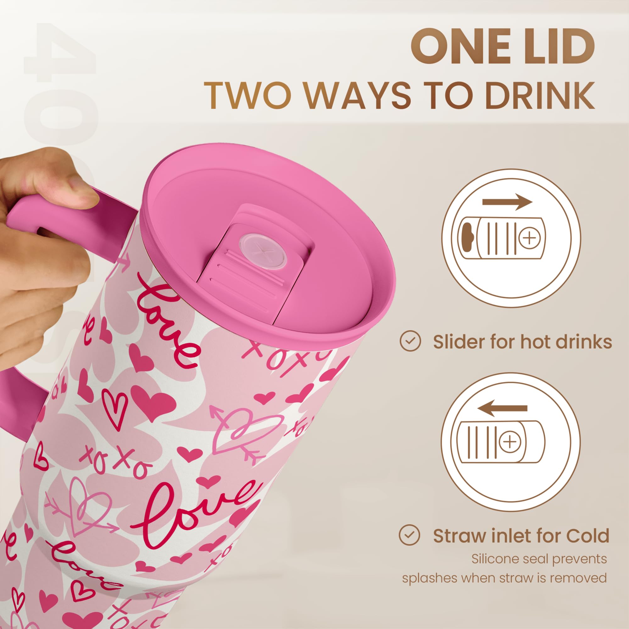 SANDJEST vaso de 40 onzas, ideal para sesiones largas.