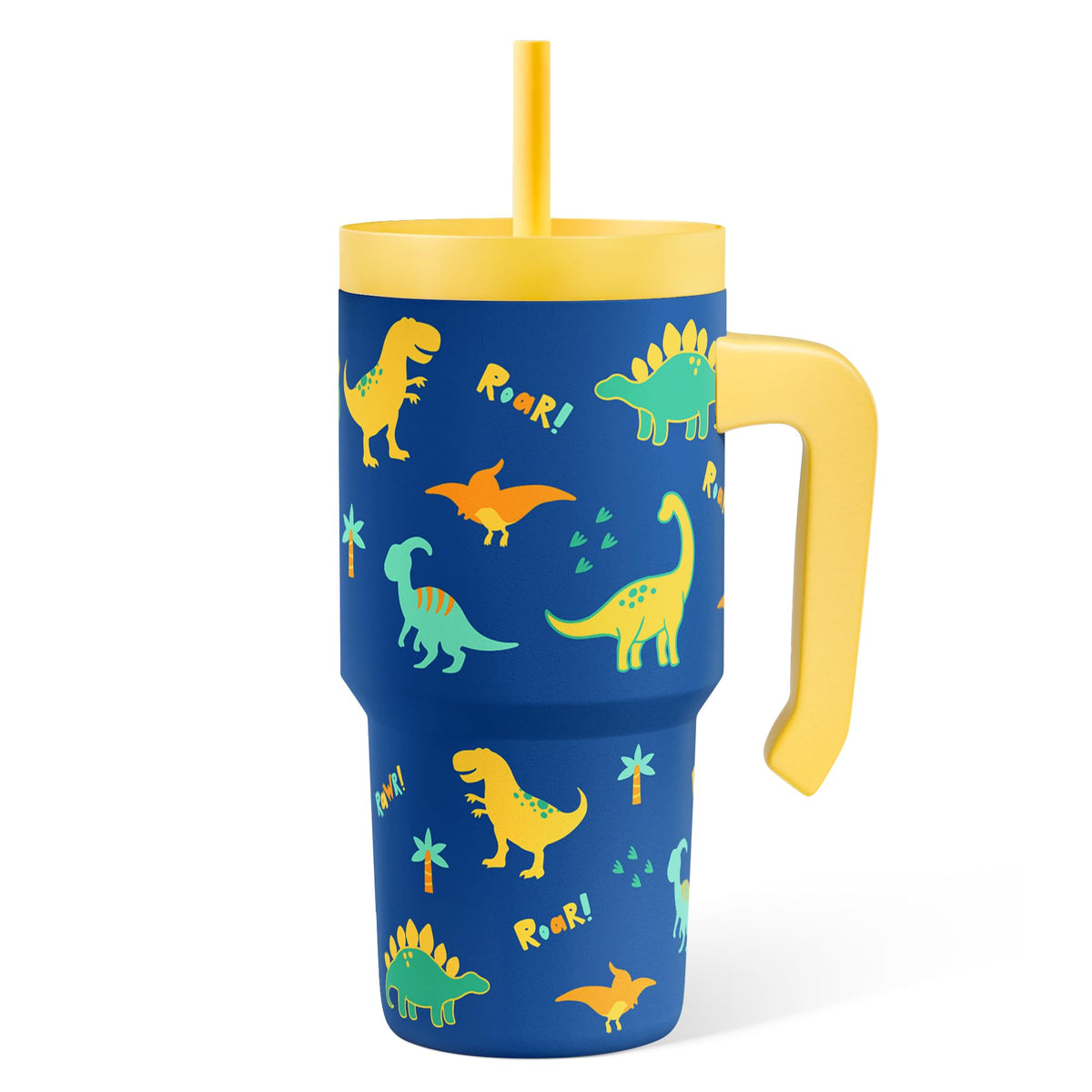Vaso termico SANDJEST Dinosaurio con asa, fácil de sostener para niños