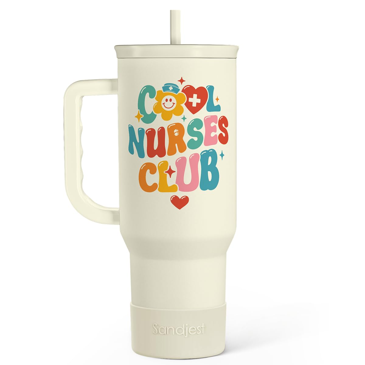 Sandjest vaso termico enfermera 40oz mantiene bebidas frías o calientes durante jornadas largas.