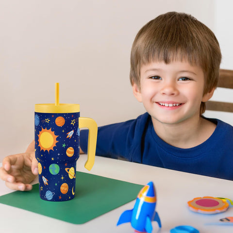 SANDJEST Vaso térmico Espacio Exterior 20oz, regalo práctico para cumpleaños o fiestas escolares.