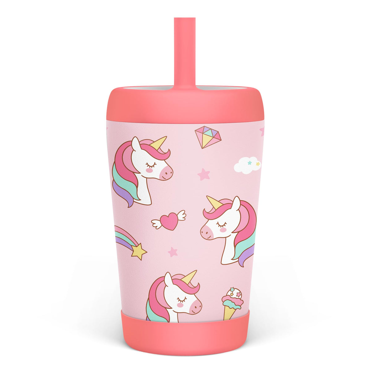 Sandjest vaso térmico infantil Unicornio Soñador con pajita de silicona para bebidas refrescantes