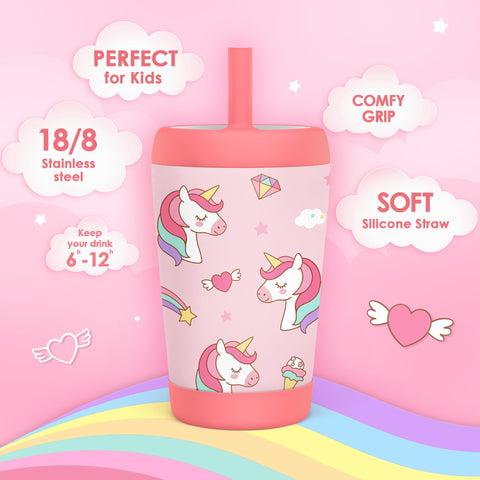Sandjest vaso con diseño divertido Unicornio Soñador y pajita de silicona