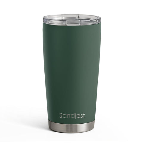 Vaso térmico SANDJEST verde oscuro 20oz, mantiene bebidas a temperatura.