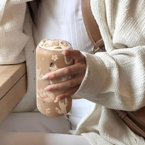 Vaso de vidrio SANDJEST, fácil de limpiar y reutilizable para bebidas