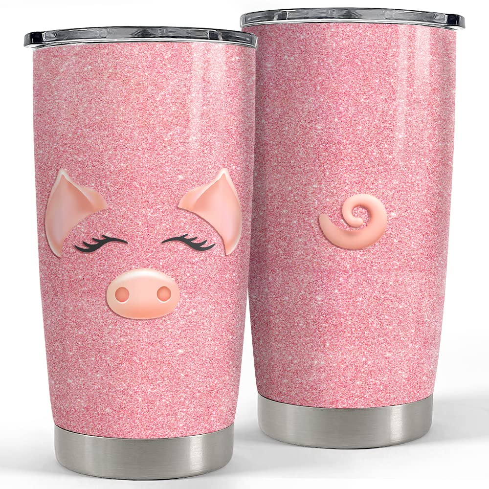 Sandjest Pig Brillo frontal, vaso aislante para bebidas caliente o fría durante todo el día