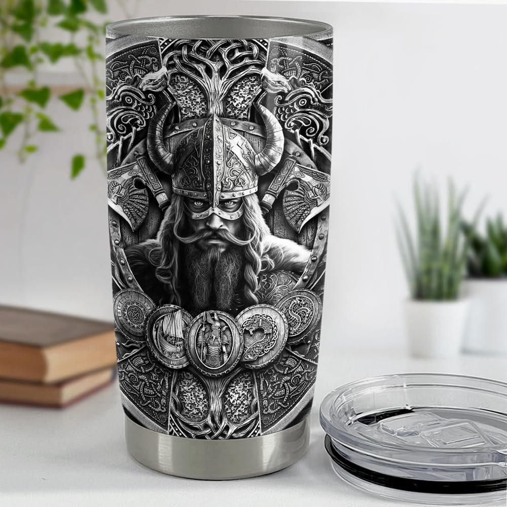 Vaso Viking para llevar de SANDJEST, perfecto para viajes y trabajo.