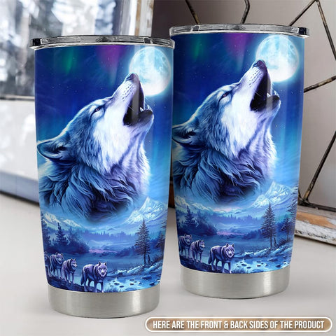 SANDJEST Wolf Tumbler 20oz, diseño ergonómico que facilita el agarre