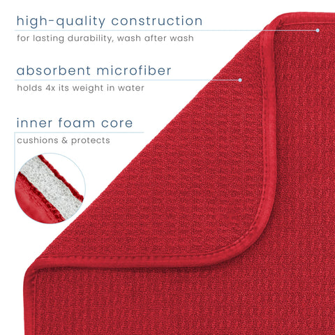 S&T INC. Alfombra XL Rojo, drenaje eficiente bajo la rejilla, mantiene platos secos.