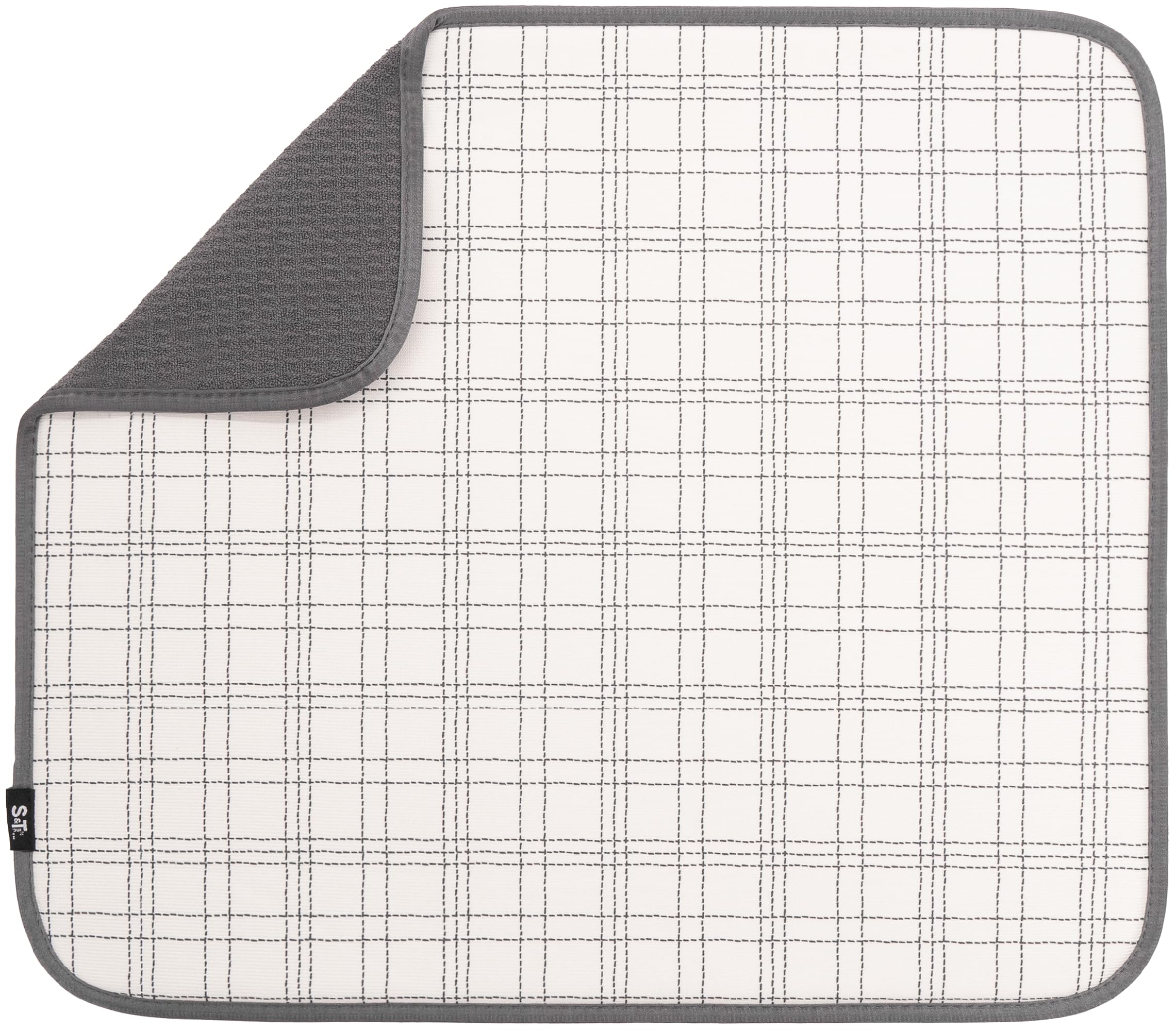 Tapete S&amp;T INC. para secado de platos con estampado de cuadros, absorbe agua.
