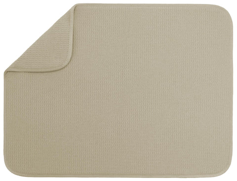 S&T INC. imagen frontal del tapete secador mostrando tamaño y color beige, protege encimeras